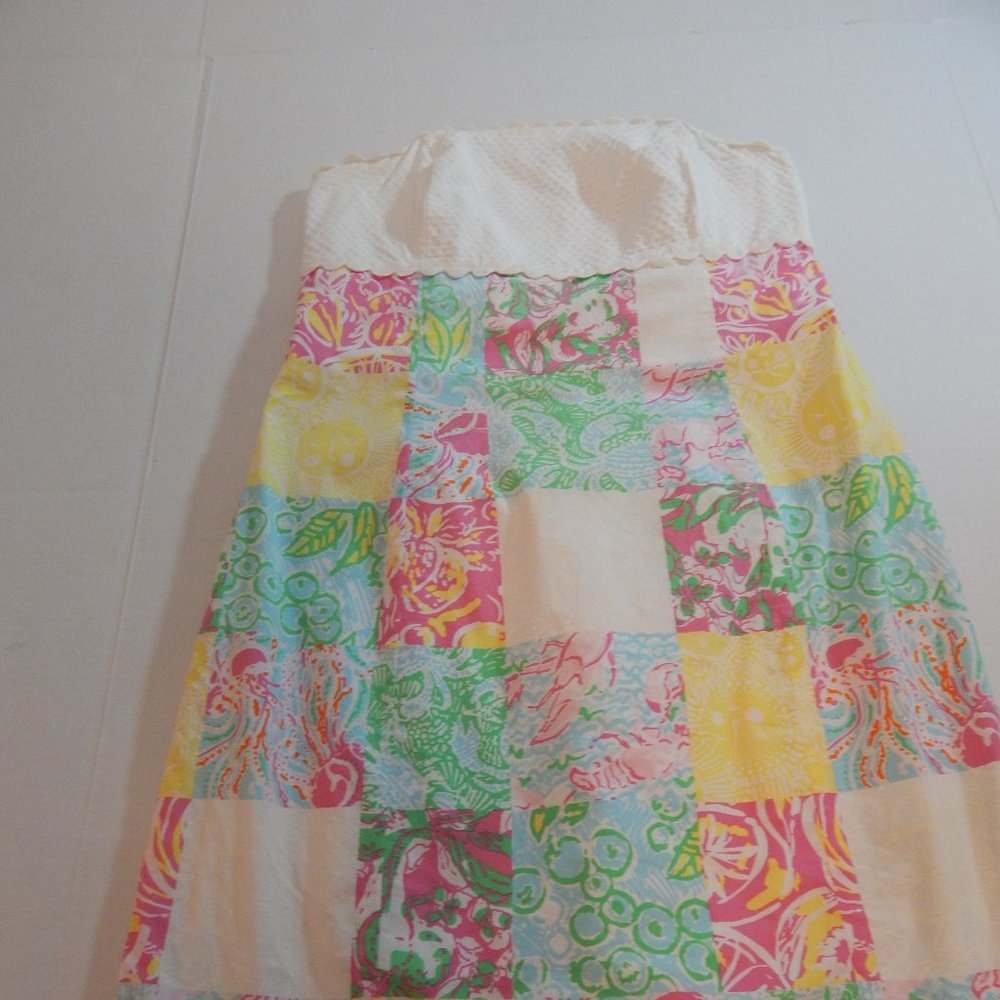 Lilly Pulitzer Strapless Patchwork Quilt Tie Back… - image 2